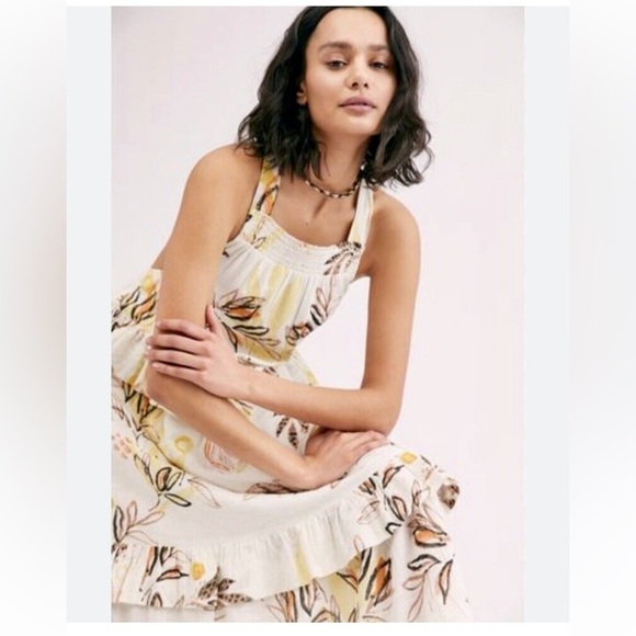 FREE PEOPLE Anita Maxi Dress Endless Summer Tiered Ruffle Watercolor Floral XS - Picture 4 of 14